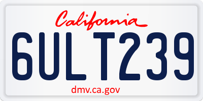 CA license plate 6ULT239