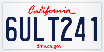 CA license plate 6ULT241