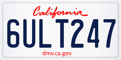 CA license plate 6ULT247
