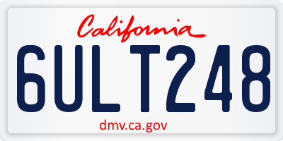 CA license plate 6ULT248