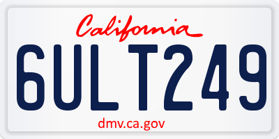 CA license plate 6ULT249