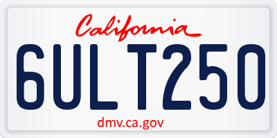 CA license plate 6ULT250