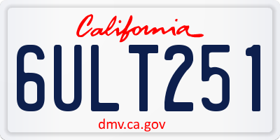 CA license plate 6ULT251