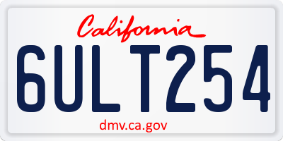 CA license plate 6ULT254