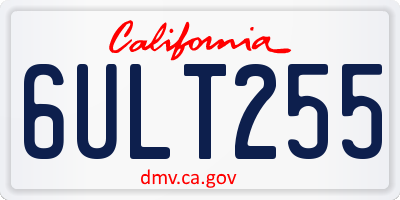 CA license plate 6ULT255