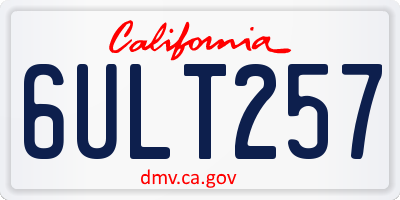 CA license plate 6ULT257