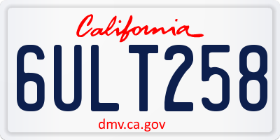 CA license plate 6ULT258