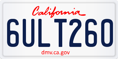 CA license plate 6ULT260