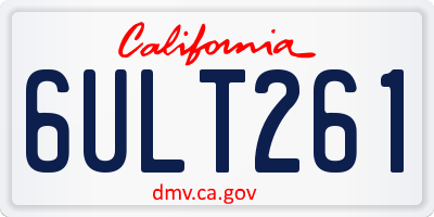 CA license plate 6ULT261