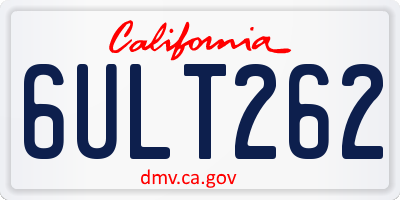 CA license plate 6ULT262