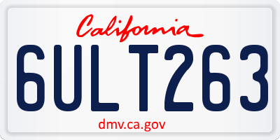 CA license plate 6ULT263