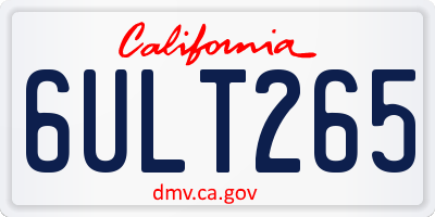 CA license plate 6ULT265