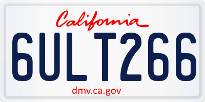 CA license plate 6ULT266