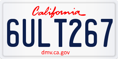 CA license plate 6ULT267
