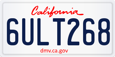 CA license plate 6ULT268