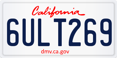 CA license plate 6ULT269
