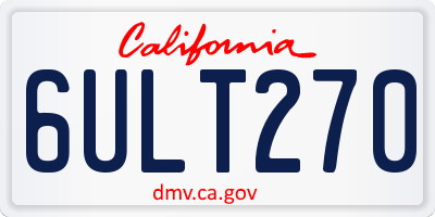 CA license plate 6ULT270
