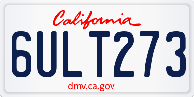 CA license plate 6ULT273