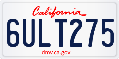 CA license plate 6ULT275