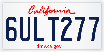CA license plate 6ULT277