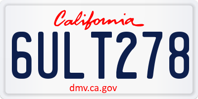 CA license plate 6ULT278