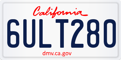 CA license plate 6ULT280