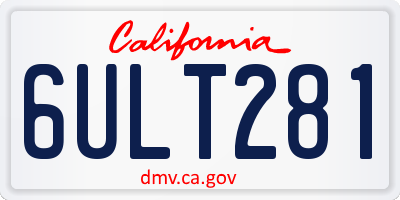 CA license plate 6ULT281