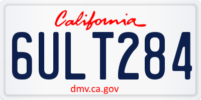 CA license plate 6ULT284