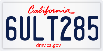 CA license plate 6ULT285