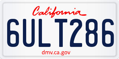 CA license plate 6ULT286