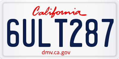 CA license plate 6ULT287