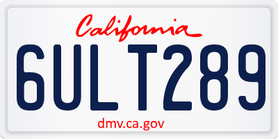 CA license plate 6ULT289