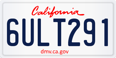 CA license plate 6ULT291