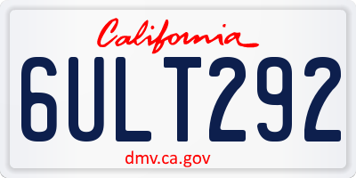 CA license plate 6ULT292