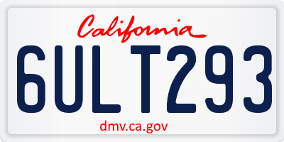 CA license plate 6ULT293