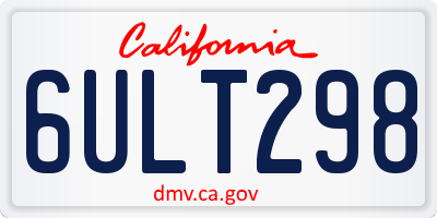 CA license plate 6ULT298