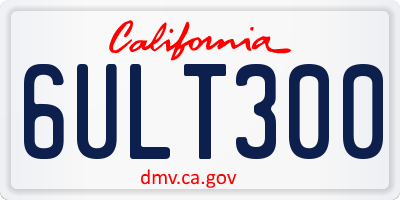 CA license plate 6ULT300