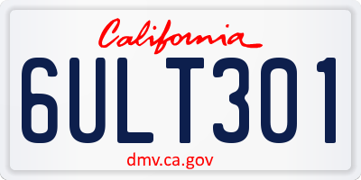 CA license plate 6ULT301