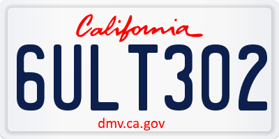 CA license plate 6ULT302