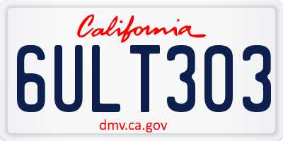 CA license plate 6ULT303