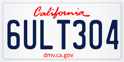 CA license plate 6ULT304