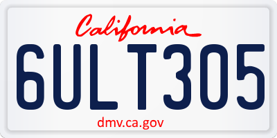 CA license plate 6ULT305
