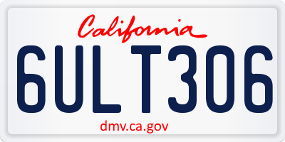 CA license plate 6ULT306
