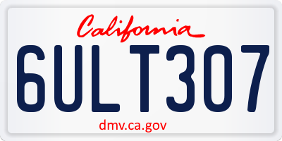 CA license plate 6ULT307