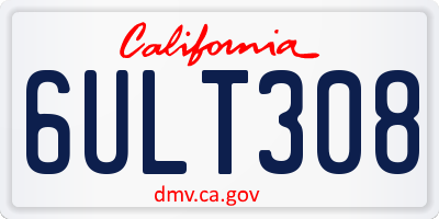 CA license plate 6ULT308