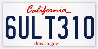 CA license plate 6ULT310