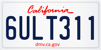 CA license plate 6ULT311