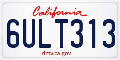 CA license plate 6ULT313