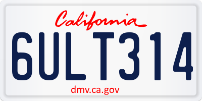 CA license plate 6ULT314