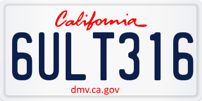 CA license plate 6ULT316